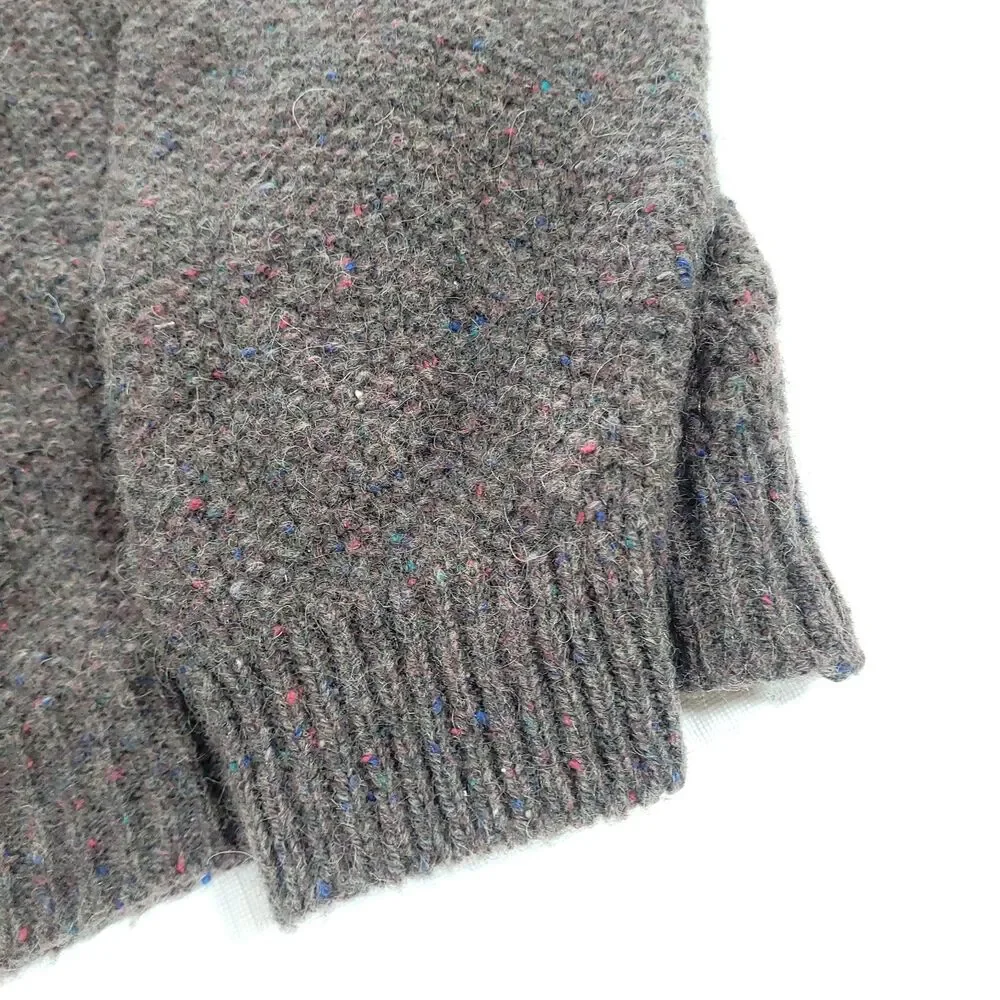 Orvis Wool Knit Sweater Cardigan L Gray Confetti Zip Up grunge grandpa Preppy‎